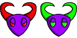 Kiladako insignia for research (green) and battle (red)